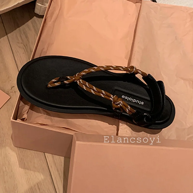 Summer Flip Flops Back Strap Sandals Women's Shiny Crystal Decorated Flat Bottomed Split Toe Sandalias Ladies Vacation Shoes