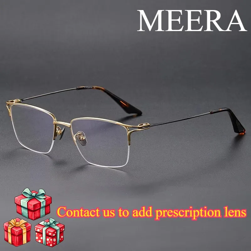 

Titanium Eyeglasses Classic Retro Half Glasses Design Square Ultralight Prescription Spectacles Anti Blue Light Transparent Lens
