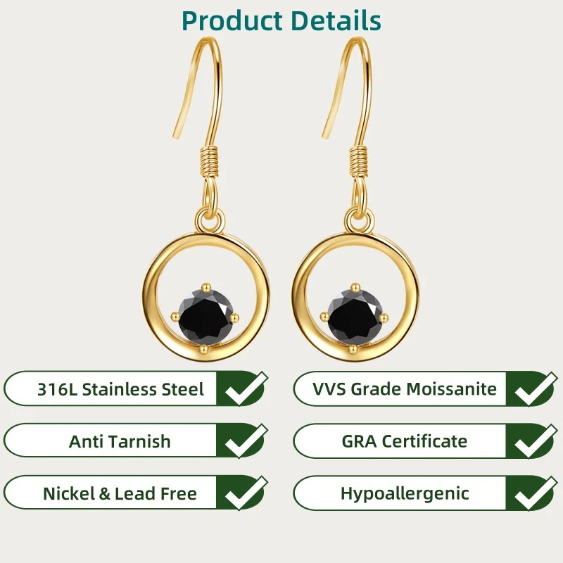 

LAMVOICE designer item high quality, valentine’s day, gift for daughter, 1 carat moissanite hypoallergenic earrings