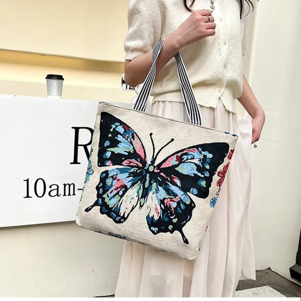 Canvas Retro Handbags Casual Printing Dacron Hand Carry Bag Women Shoulder Bags