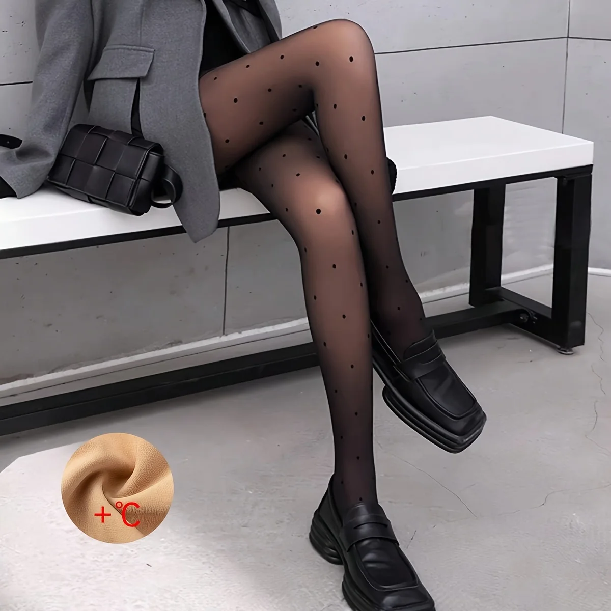 

Women's 80g sexy black meat-permeable glue polka dot print pantyhose nylon beautiful legs thin fashion spring, autumn and winter
