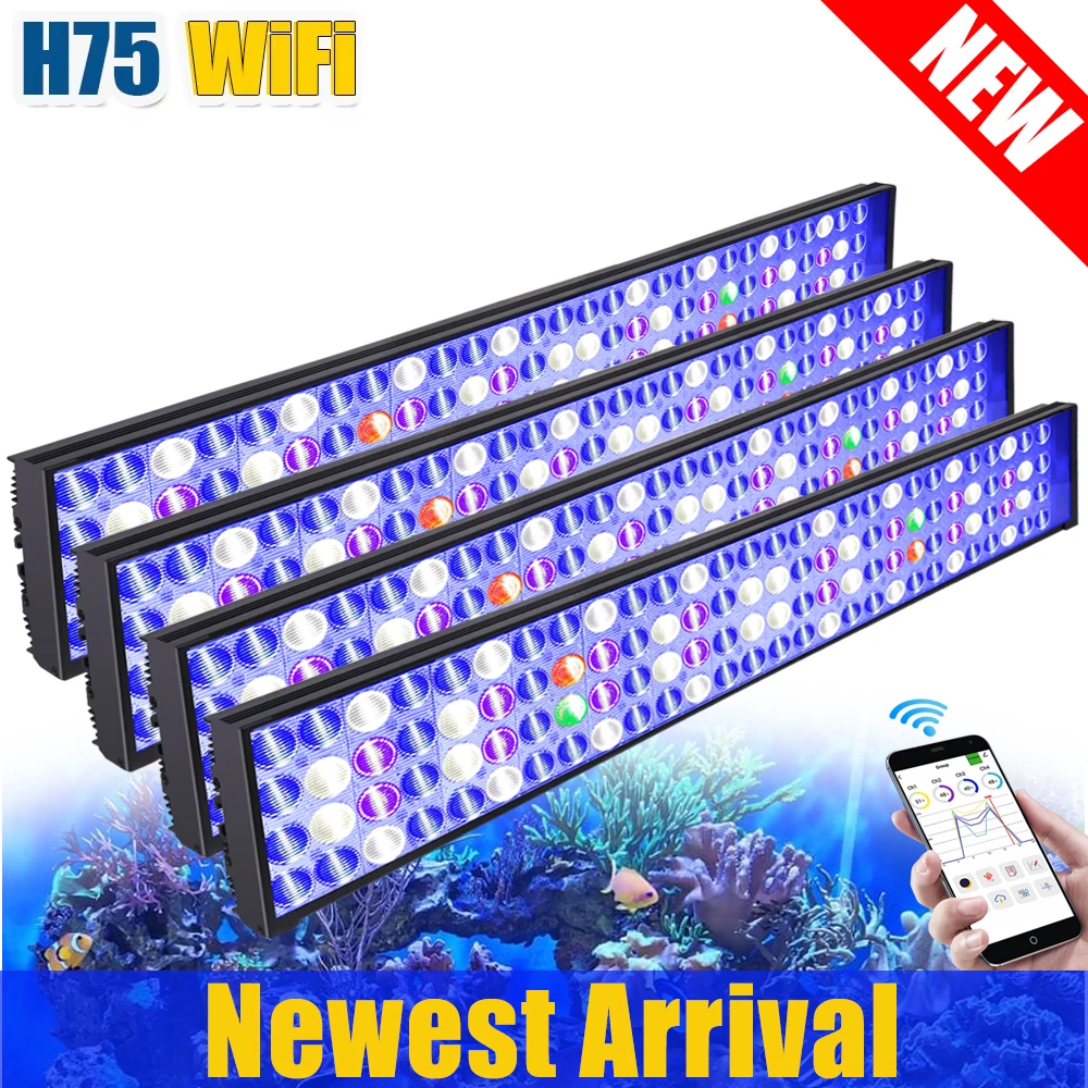 Nieuwe Popbloom Wifi Led Aquarium Licht, Volledig Spectrum Zeeaquarium Lamp Voor 60-240Cm Rif Koralen Zeewater Led Aquarium Verlichting