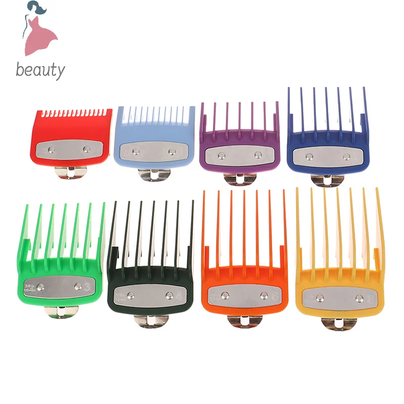 8 Pcs/lot Brand New Professional Hair Clipper Limit Comb Cutting Guide Combs 1.5/3/4.5/6/10/13/19/25MM Set Barber Accessories