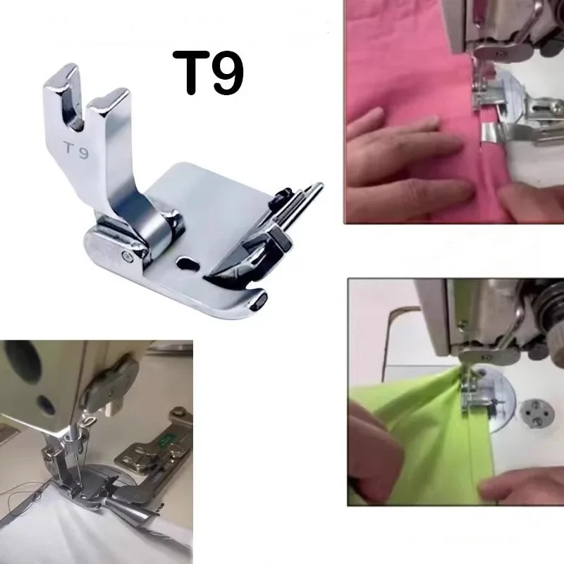 Регулируемая многофункциональная прижимная лапка T9, подшивка сложенных катящихся кромки, направляющие ножки плоского автомобиля, часть промышленной швейной машины