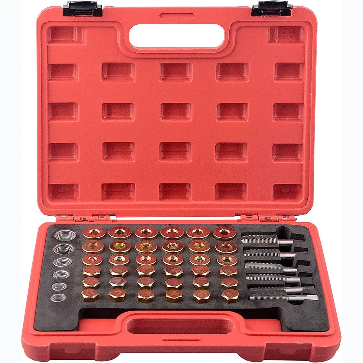 Oil Drain Plug Thread Repair Kit 114pc Rethreading Kit Metric Universal Oil Pan Drain Plug Kit Screw Tap Tool Set