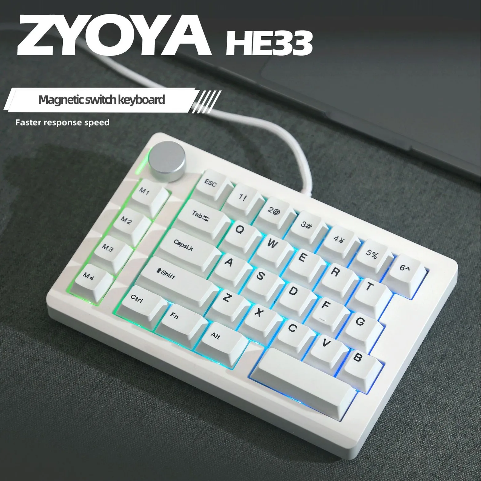 

HE33 One-Handed Gaming Keyboard - Magnetic Hall Effect Switches, 8000Hz Polling Rate & Rapid Trigger for FPS