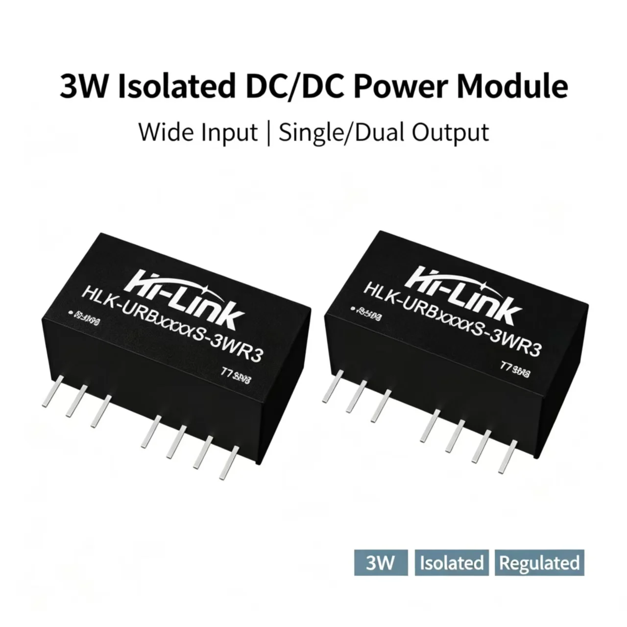 Hi-Link HLK-URA URBxxxxS-3WR3 3W Isolated Regulated DC DC Converter Wide Voltage Input Single Dual Positive Negative Output Powe