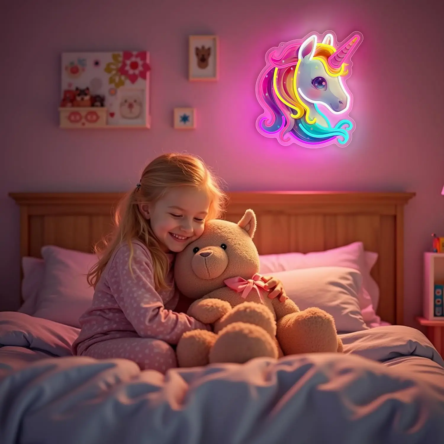 Unicórnio luz de néon para decoração do quarto arco-íris luz noturna mágica para crianças meninas quarto festa decoração alimentado por usb presente romântico