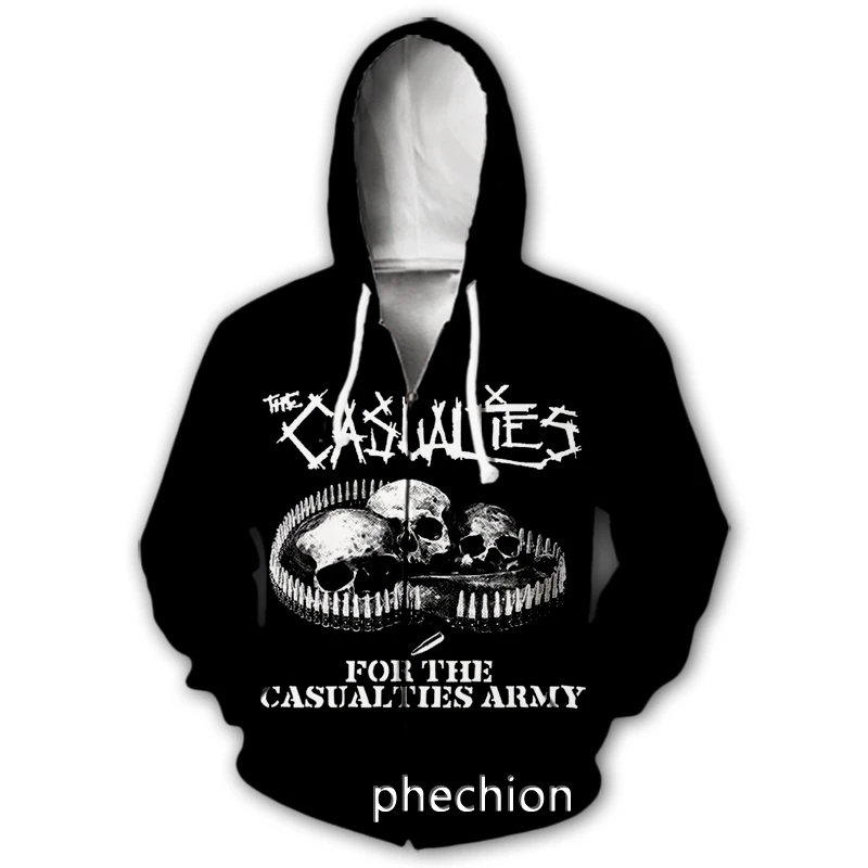 

phechion New Fashion Men/Women The Casualties Band 3D Print Long Sleeve Zip Hoodies Casual Men Loose Sport Zip Hoodies J28