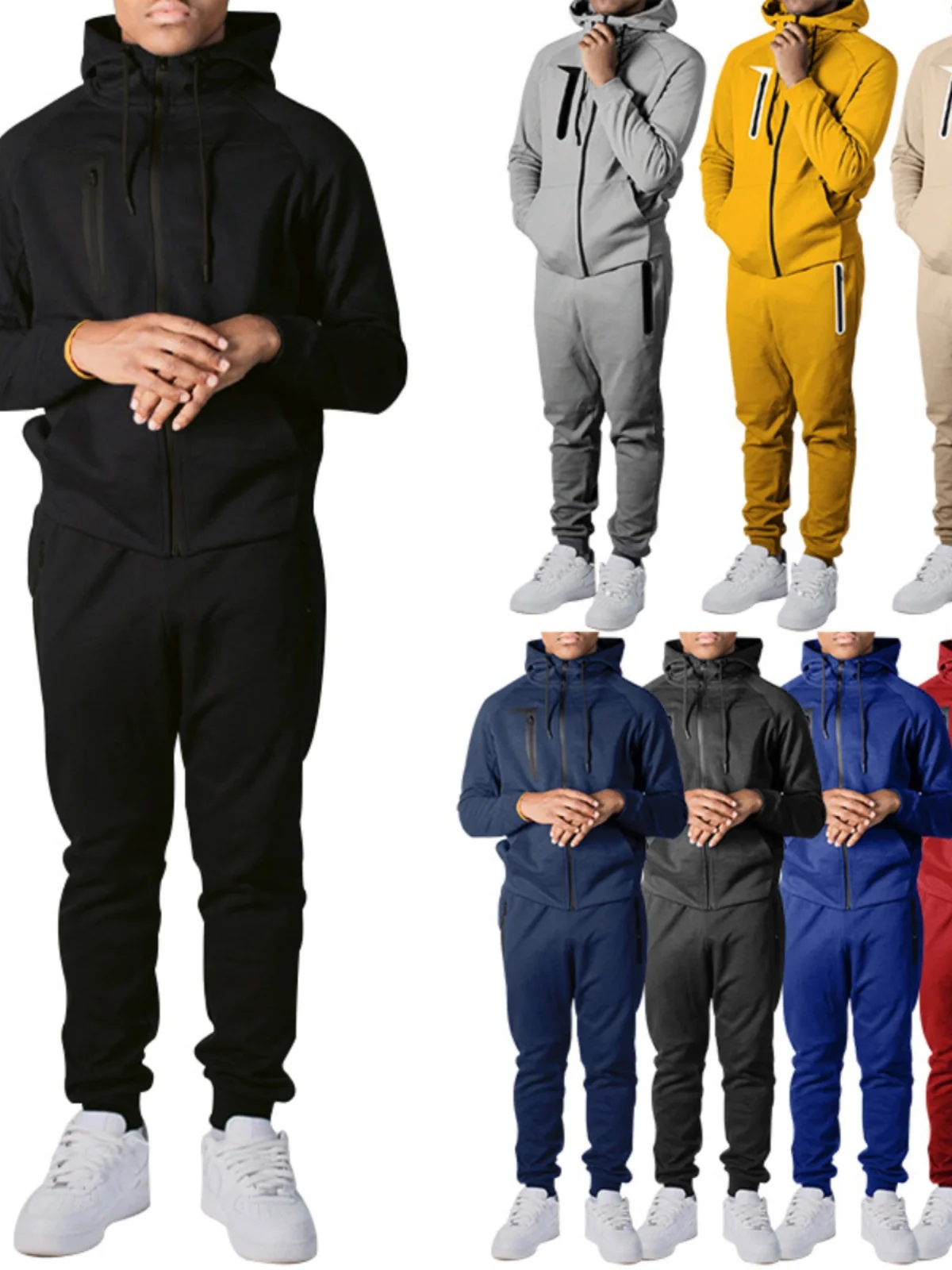 

Men's Color Long Sve Long Pants Hooded Sports Suit Casual Leisure Faion Polyester Fiber Four Seasons Universal