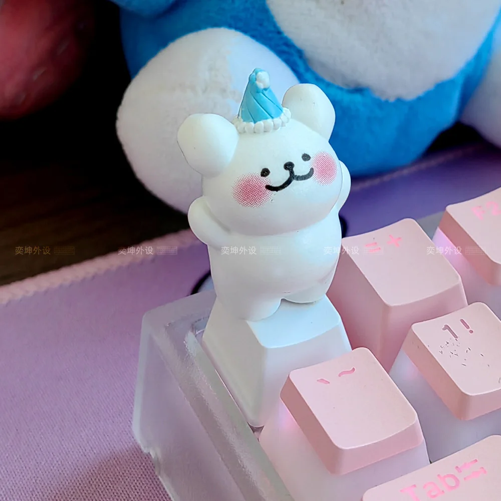 

Single Line Puppy Cartoon Keycap Personalized Customized Maltese Puppy Keycap White 3D Stereo Keycap 1Pc Resin Pc Material