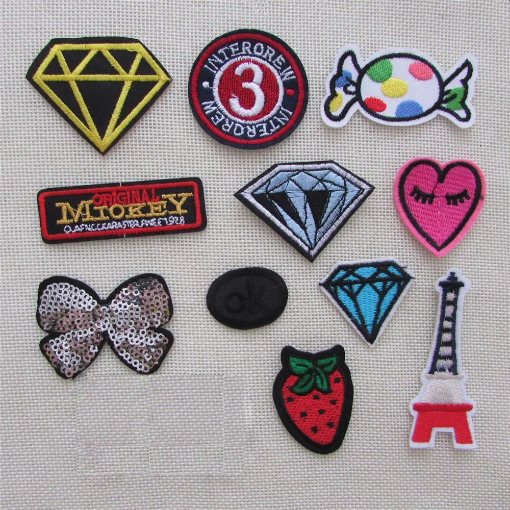 high quality mixture sell patch hot melt adhesive applique embroidery patches stripes DIY clothing accessory patch C910-C852