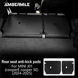 2Pcs PU Leather for Mini Electric Cooper E SE J01 EV 2024 2025 Car Seat Anti Kick Pad Rear Protective Seat Back Anti Dirt Mat