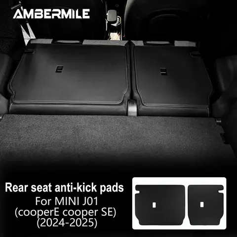 2Pcs PU Leather for Mini Electric Cooper E SE J01 EV 2024 2025 Car Seat Anti Kick Pad Rear Protective Seat Back Anti Dirt Mat