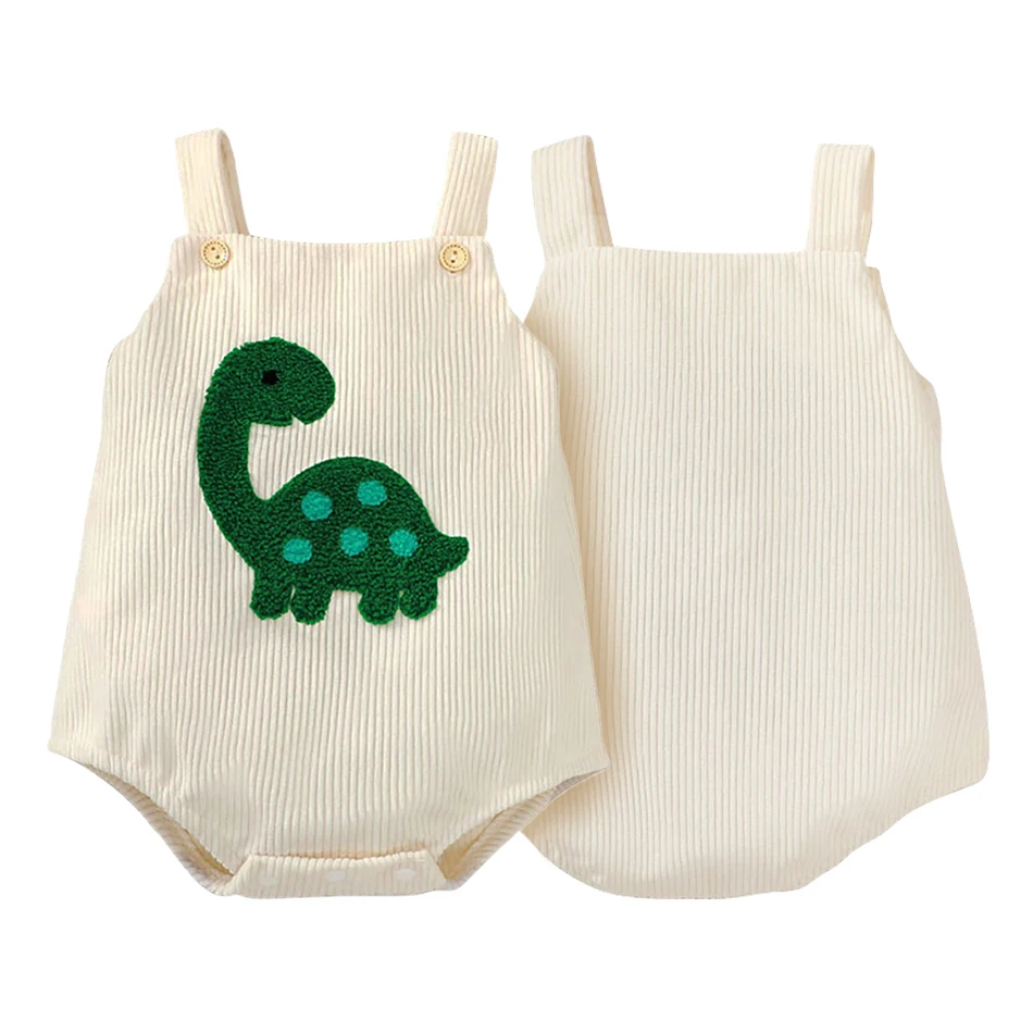 Unisex Baby Green Corduroy Turtle Towel Embroidery Strap Overalls Comfortable Perfect for Play and Daily Wear Bodysuits