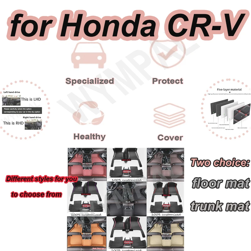 

LUXURY For Honda CR-V CRV CR V RS 2023 2024 2025 Car Floor Mats Non-hybrid Auto Waterproof Alfombra Para Auto Car Accessories