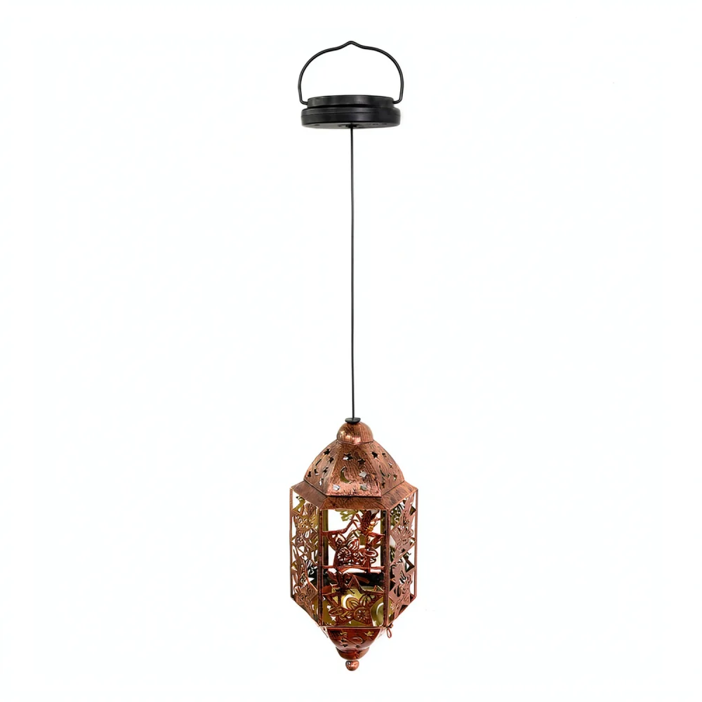 Metal Hollow Solar Hanging Light Outdoor Garden Decorative Lamp Creative Moroccan Style Patio Landscape Illumination