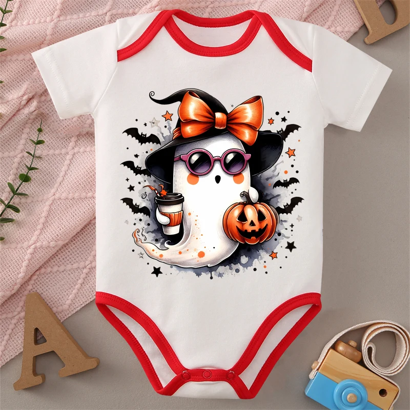 

MINISO Happy Halloween Ghost Baby, комбинезон из чистого хлопка, мягкий боди для новорожденных 0-12 месяцев, лучший подарок для ребенка
