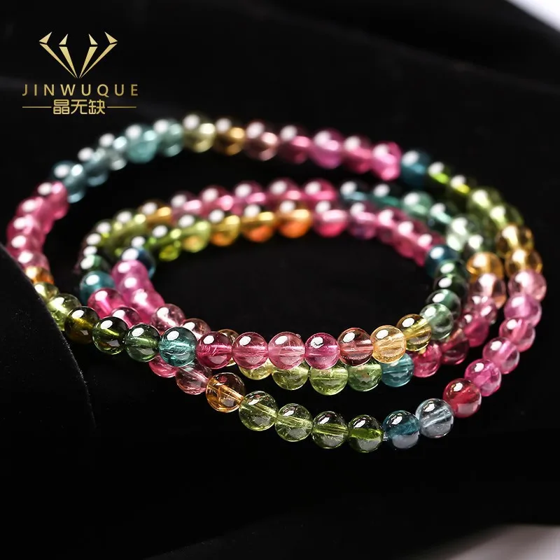 

Natural Brazilian crystal old mine rainbow for women, watermelon candy tourmaline bracelet, multi-strand cry