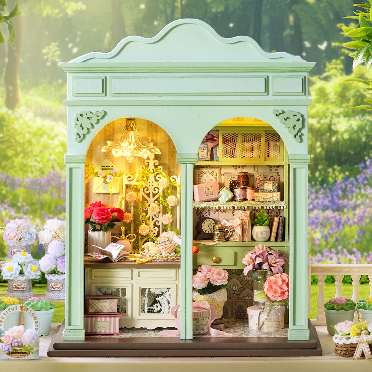 DIY Miniaturhaus 'Joyful Journey' Serie – Blumensprache Jahreszeitenhaus – 3D Holzpuzzle Bastelset, Kreative Geschenkidee