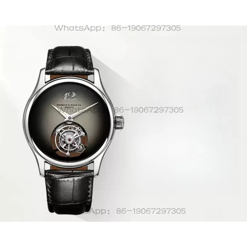 Hollow tourbillon bottom engraving simple large plate waterproof men's mechanical watch business watch