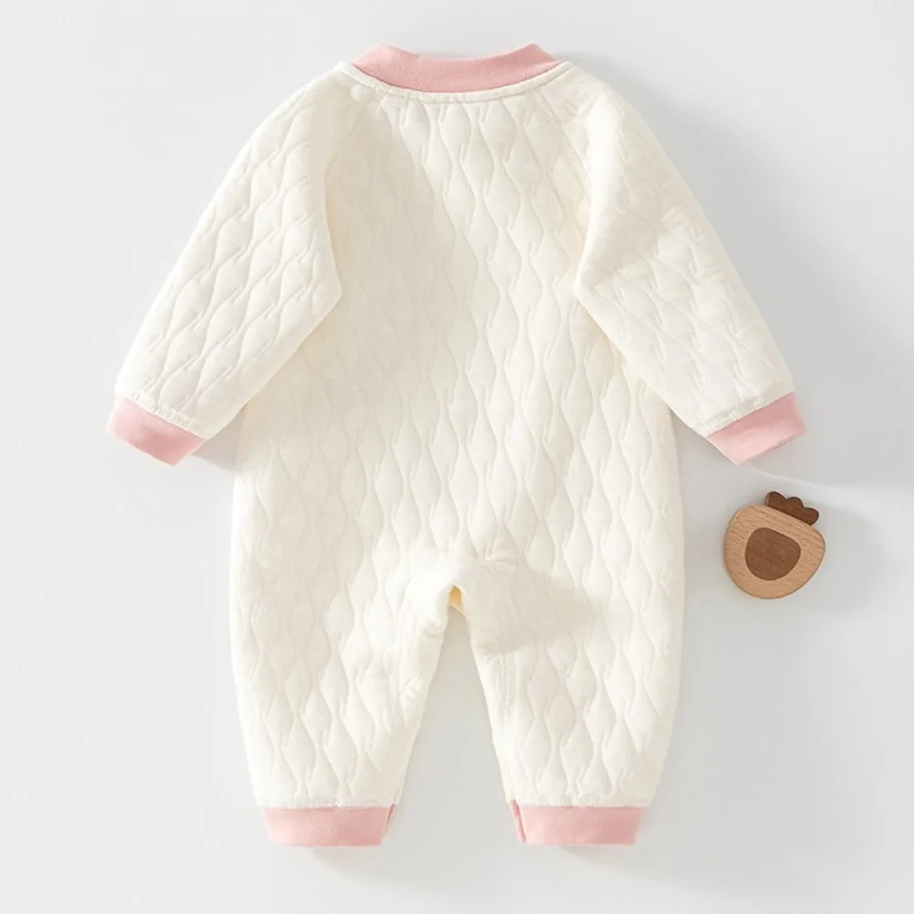 AYNIGIELL Baby Autumn and Winter High-quality Jumpsuit  Newborn Three-layer Warm Onesie Cute Rabbit Print Baby Set