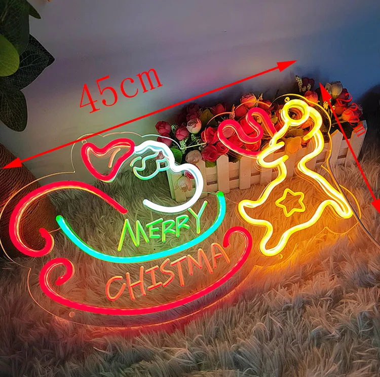 45cm Merry Christmas tree Neon Light LED Sign Lamp Christmas Decoration Night Lights for Festival Party Room Shop Children Gift