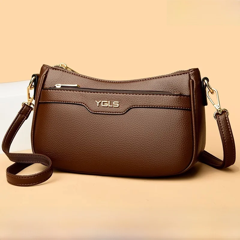 

Модная сумка через плечо из натуральной кожи для мам среднего возраста, новинка 2025 года, универсальная женская маленькая сумка на одно плечо