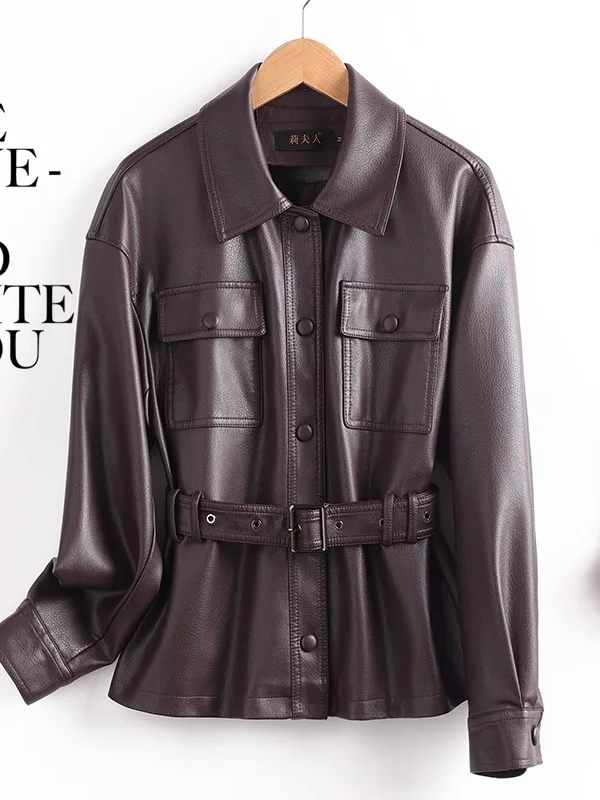 本革ジャケット レディース 2025年春新作 スレハイフェン シープスキン バイクコート スエード 洗えるアウターウェア