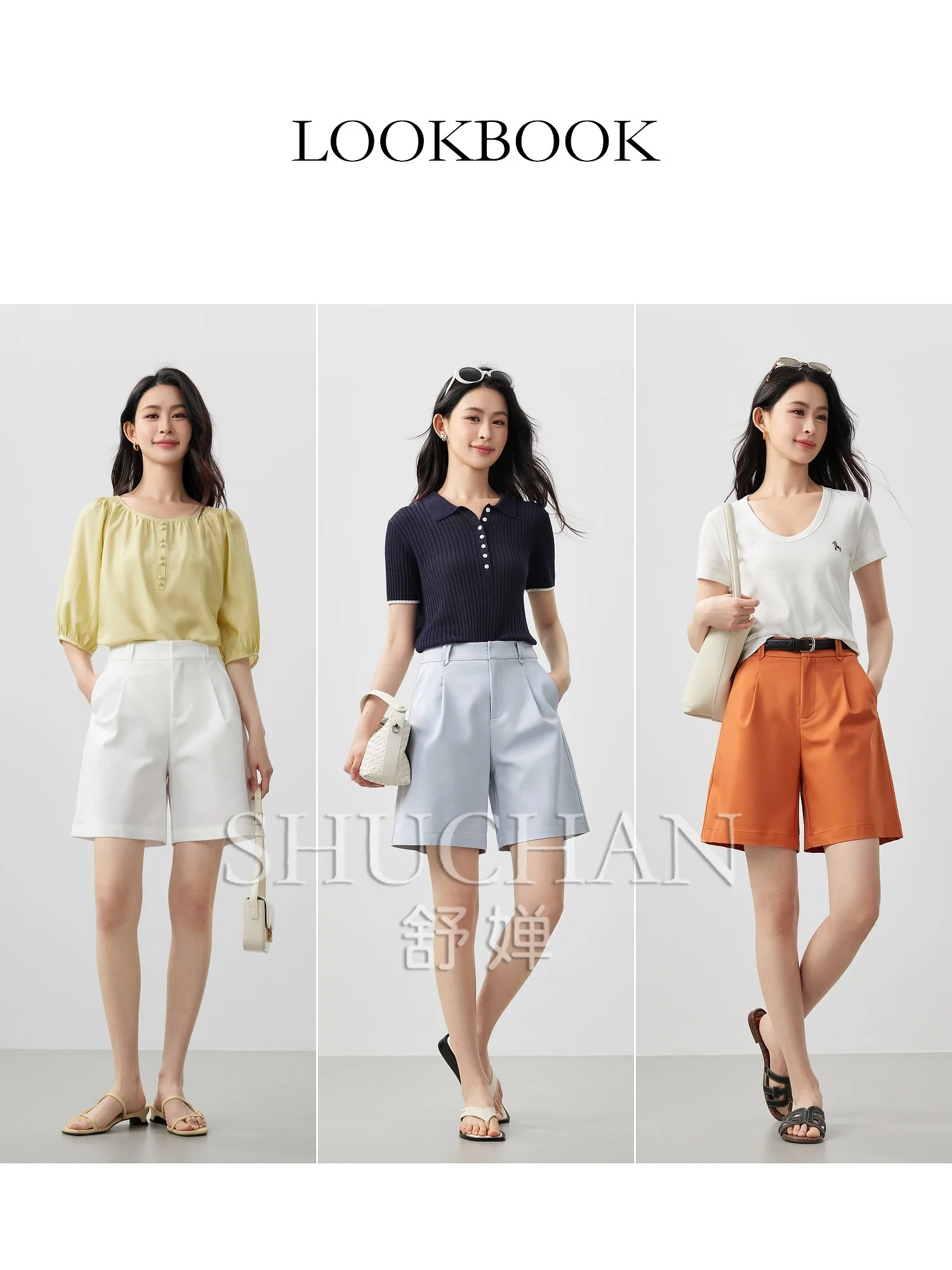 Minimalist Commuter Style, Semi-elastic Waist Symmetrical Pleated Casual Five-point Pants Women Summer