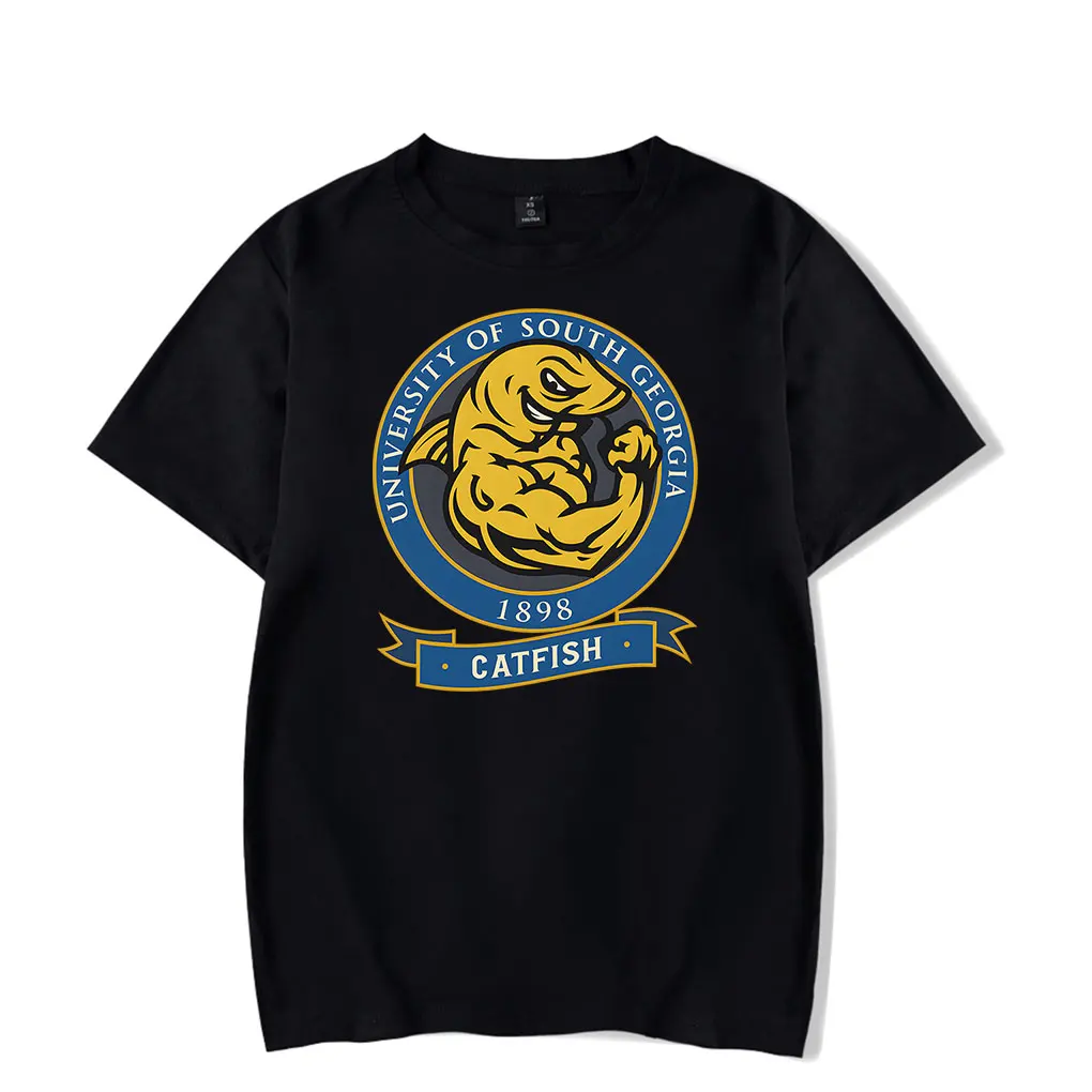 تشاد باورز ميرش جامعة جنوب جورجيا سمك السلور التي شيرت مضحك لكرة القدم طاقم الرقبة قصيرة الأكمام التي شيرت الرجال/النساء برنامج تلفزيوني القمم