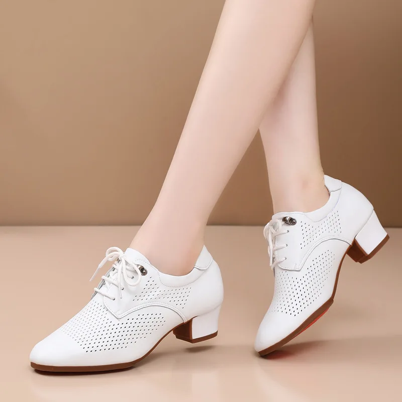 Leather Women Ballroom Shoes Standard Modern Teaching Dance Sneakers Professional Performance Latin Salsa Dance Shoes Women