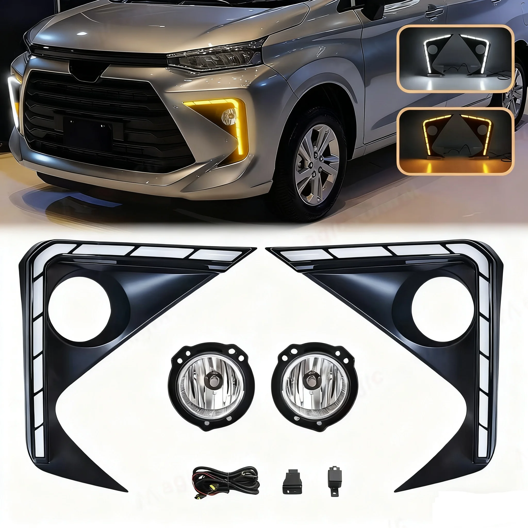 

DRL Car Light Fog Lamp For Toyota Avanza Veloz 2021 2022 2023 Daytime Running Light Front Bumper Headlight Fog Lamp Assembly 12V
