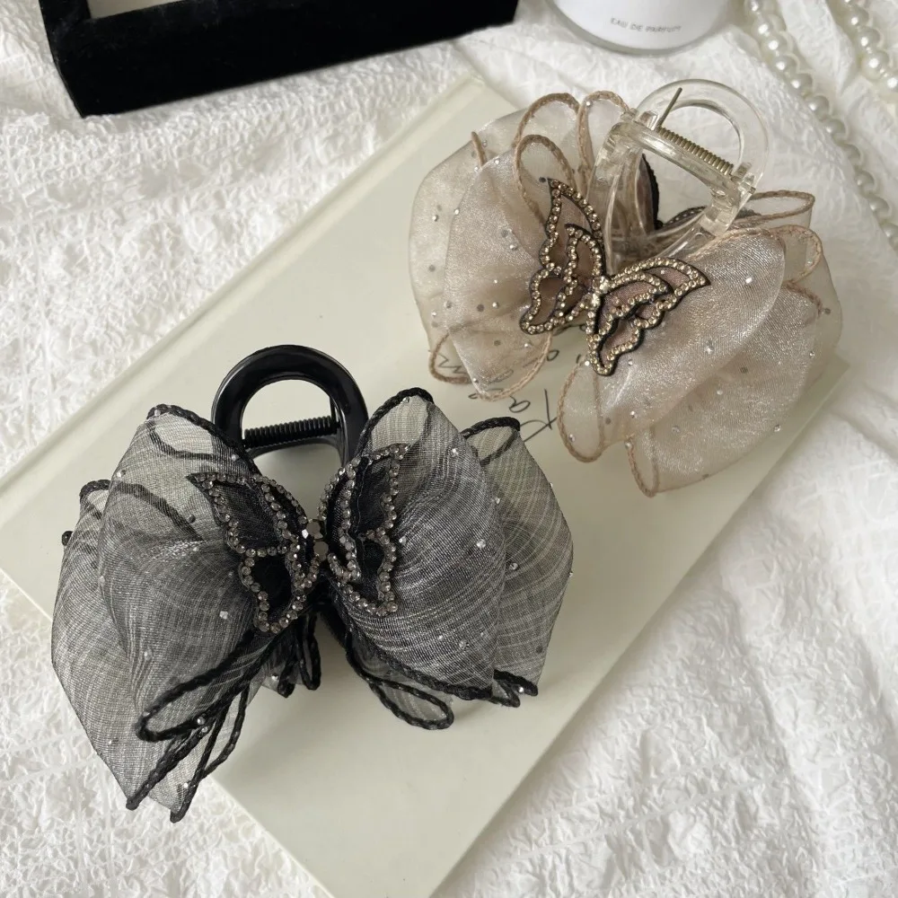 คลิปหนีบผมรูปผีเสื้อติดเพชรเต็มรูปดาวปิ่นปักผมรูปทรงตาข่ายสุดหรูหรากิ๊บหนีบผมเครื่องประดับผมสำหรับผู้หญิงแพนผม