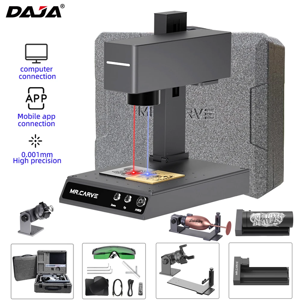 DAJA M4 PRO Dual Laser Engraver Portable Fiber Marking Machine for All Material Jewelry Wood Metal Plastic Leather Glass Ring