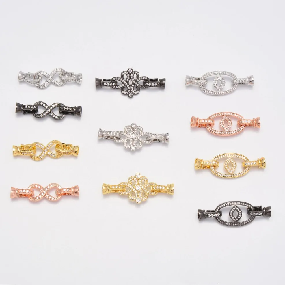 Jewelry Accessories Include Pave Zircon Gold Silver Color Brass Connector Clasps for DIY Necklaces Bracelets Chains Making