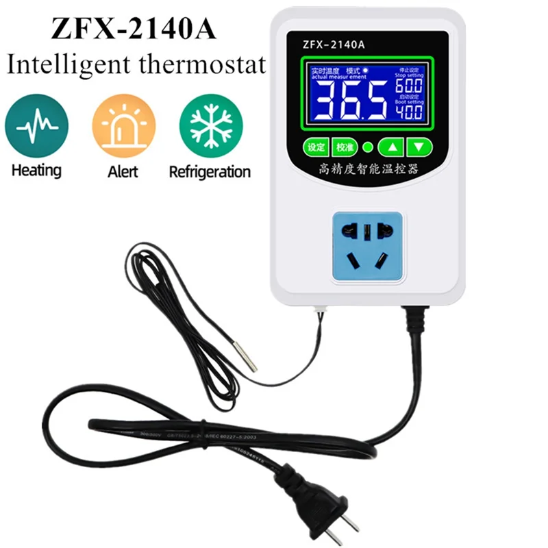 ZFX-2140A High Precision Intelligent Thermostat Microcomputer Thermostat Temperature Controller Switch US Plug