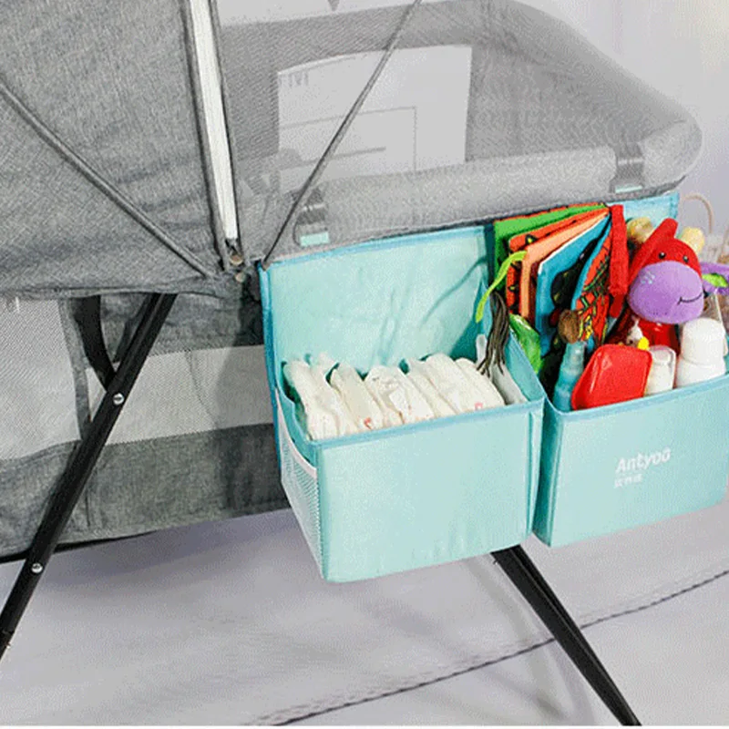 Crib three-dimensional hanging bag crib diaper bag hook storage bag newborn waterproof washable storage bag