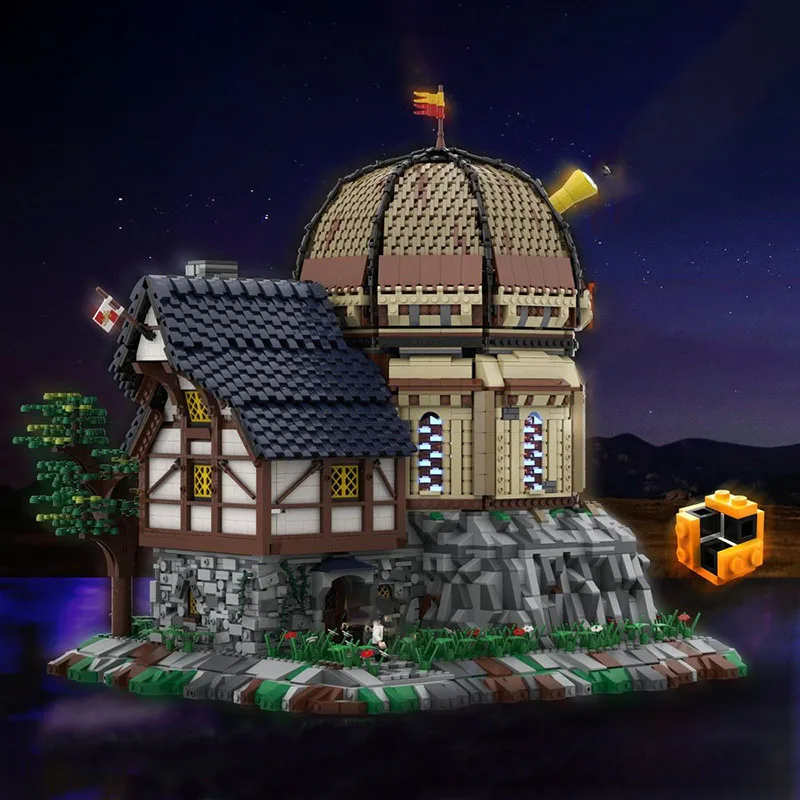 New MOC building block model boutique medieval observatory observation station children's toy gift DIY assembly set