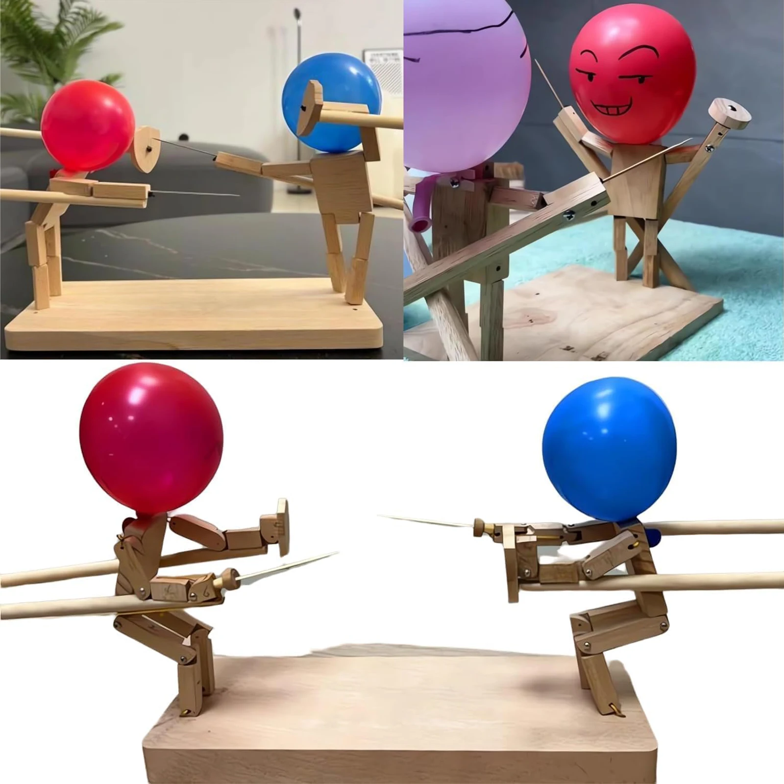 Funny Balloon Double Wooden Fencing Puppet Children's Gift For Parent-Child Activities Fun Fast Paced Fighting Game