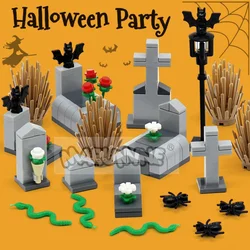 Marumine 111pcs Halloween Building Blocks Set MOC Bricks Model Kit Tomb Graveyard Accessories Parts Compatible 30103 30238 30115