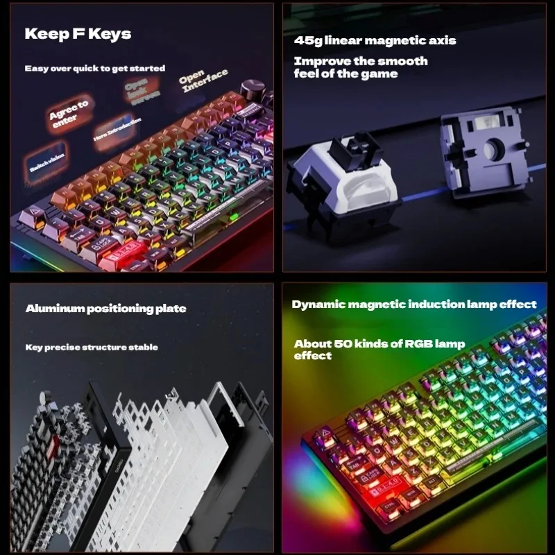 Dareu Ek75 Rt Magnetic Mechanical Keyboard Wired Aluminium Alloy Housing Quick Response Rgb RT Gaming Esports Keyboard Gift