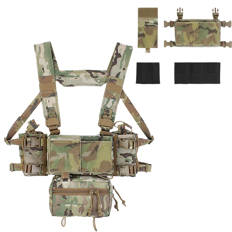 

Tactical Chest Rig Set with 5.56 Inner Divider & Pendant Bag & H-shaped Strap& Belly Pack Etc Suitable For MK3 MK4 Hunting Vest