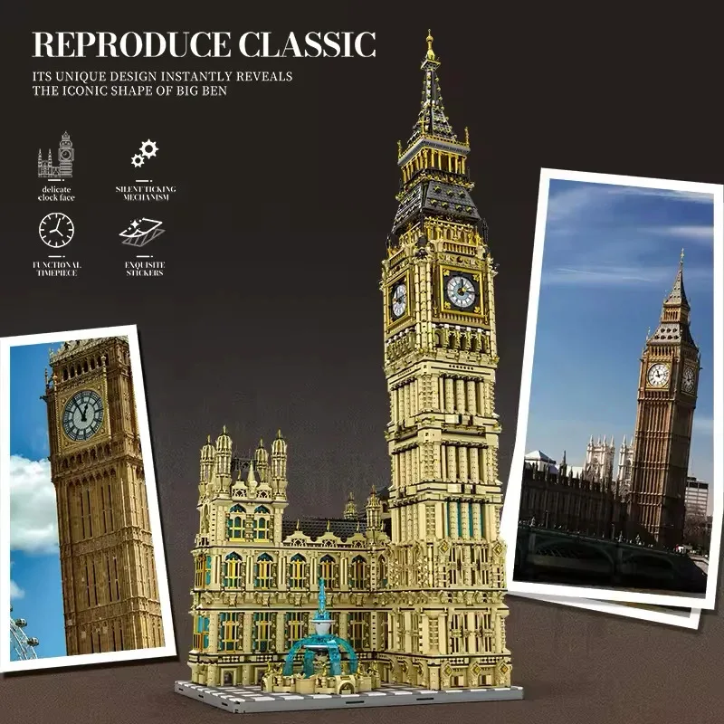 Der Clock Tower London Cities Big Ben Modellbausteine Weltberühmte Architektur Ziegelhandwerk Spielzeug für Kinder Geburtstagsgeschenke