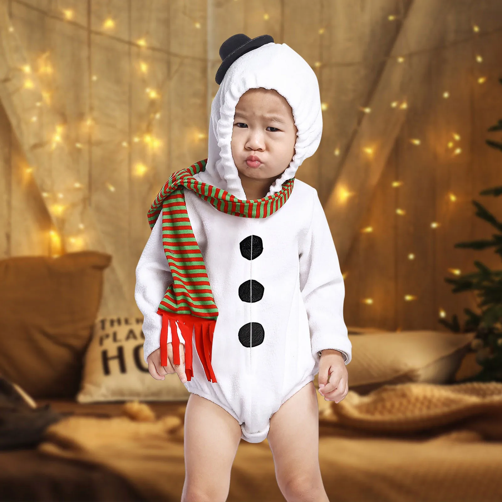 Cosplay Costume For Baby Girl Boys Bubble Jumpsuits Infant Baby Christmas Suit Cosplay Costumes Snowman Fleece Hoodie Rompers