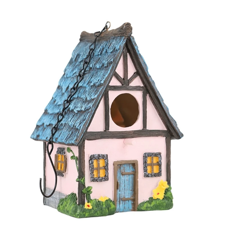 

Bird House Outdoor Cage Painted Nest Box Nest Cage Standing Hideouts T21C