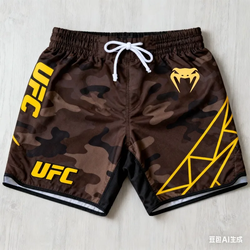 

New UFC Four Seasons Breathable Speed Drying Sports Boxing Shorts 3D Printed Fashionable Street Casual Shorts