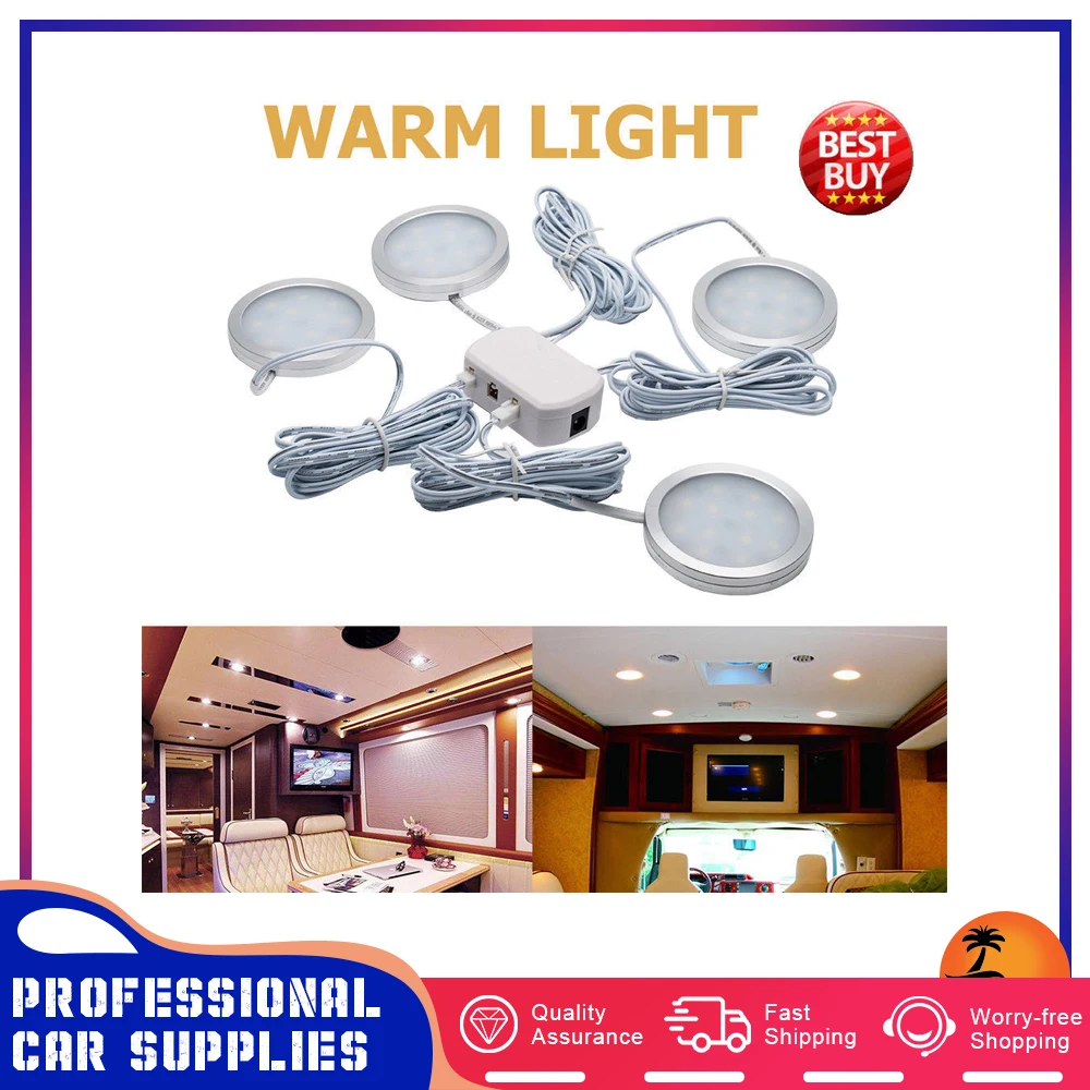 4x 12V Interior LED Spot Light Warm Light For Camper Van Caravan Motorhome Lamp Interior Exterior Lighting Boat Camping Trailer