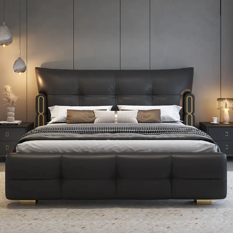 

Low Profile Storage Bed Headboard Nordic Unique Modern Solid Wood Luxury Beds Frame Bases Bedroom Camas Queen Size Accessories