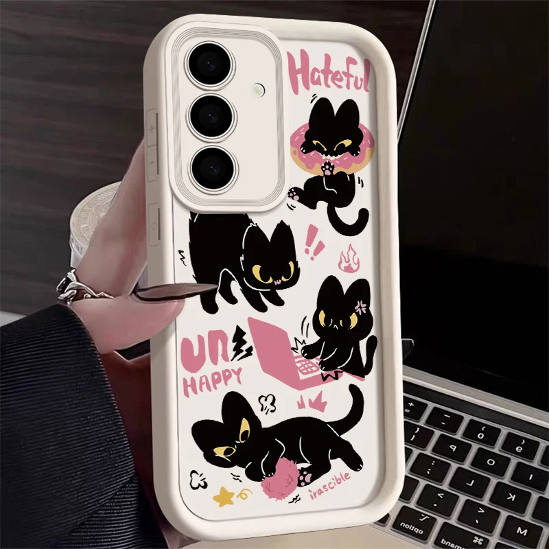 Funda de teléfono creativa Kawaii con bonito gato travieso para Samsung A 14 15 S 21 22 23 24 25 35 52 53 54 5G Plus Y2K Sweet Love